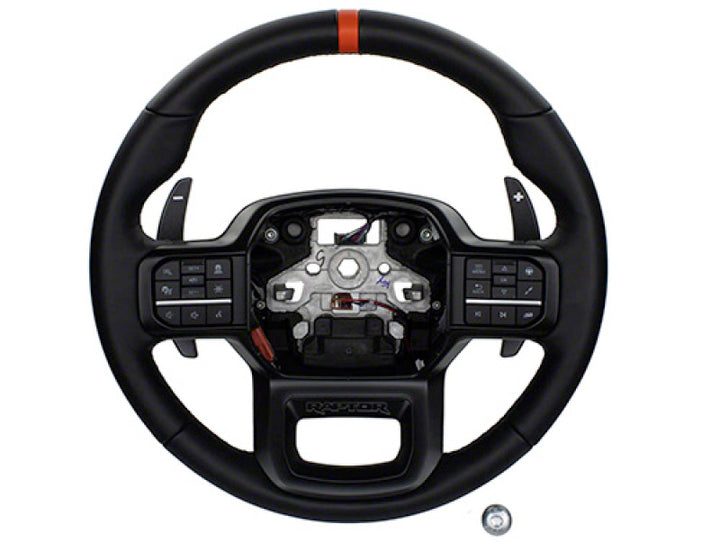Ford Racing 2021+ F-150 Raptor Steering Wheel Kit - Black - Bull Strap