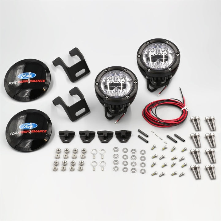 Ford Racing 2021+ Ford Bronco Mirror Mounted 4in Rigid LED Lights Kit - Bull Strap