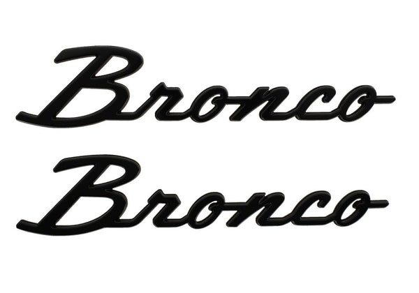 Ford Racing 21-24 Bronco Classic Script Fender Badge Kit - Gloss Black - Bull Strap