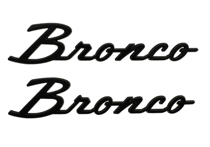 Ford Racing 21-24 Bronco Classic Script Fender Badge Kit - Gloss Black - Bull Strap