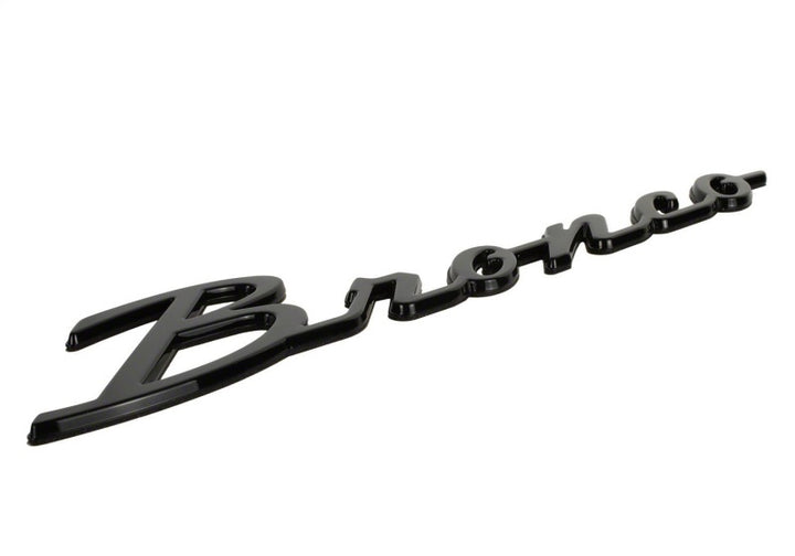 Ford Racing 21-24 Bronco Classic Script Fender Badge Kit - Gloss Black - Bull Strap