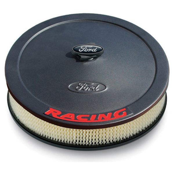Ford Racing Air Cleaner Kit - Black Crinkle Finish w/ Red Emblem - Bull Strap
