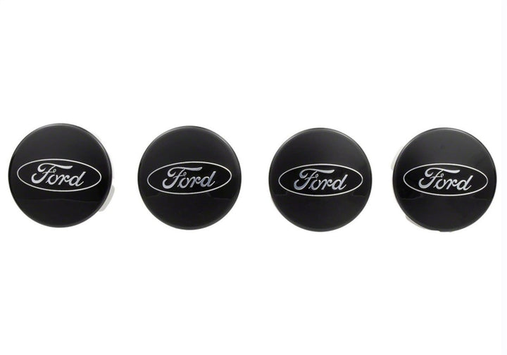 Ford Racing Car Black and Chrome Wheel Cap - Bull Strap