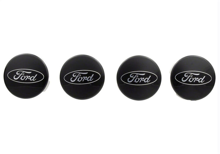 Ford Racing Car Black and Chrome Wheel Cap - Bull Strap