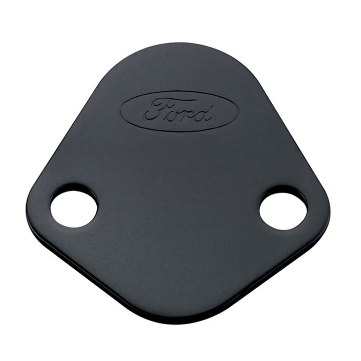 Ford Racing Fuel Pump Block Off Plate - Black Crinkle Finish w/ Ford Oval - Bull Strap