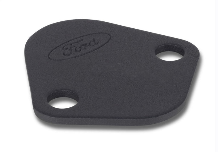 Ford Racing Fuel Pump Block Off Plate - Black Crinkle Finish w/ Ford Oval - Bull Strap