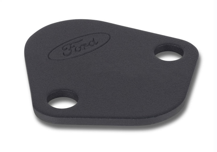 Ford Racing Fuel Pump Block Off Plate - Black Crinkle Finish w/ Ford Oval - Bull Strap
