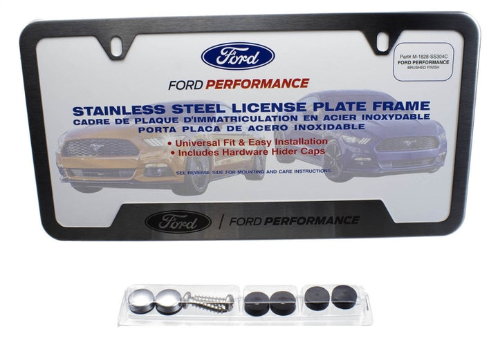 Ford Racing Stainless Steel Ford Performance License Plate Frame - Bull Strap