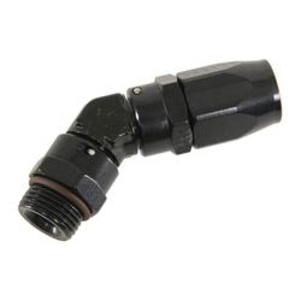 Fragola -10AN x 45 Degree x 3/4-16 (8) Hose End - Black - Bull Strap
