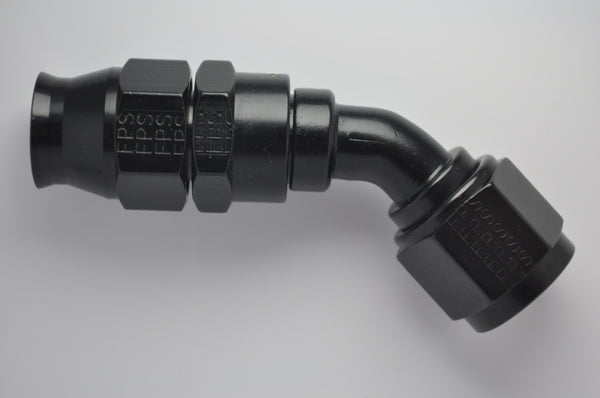 Fragola -6AN Real Street x 45 Degree Hose End Black For PTFE Hose - Bull Strap