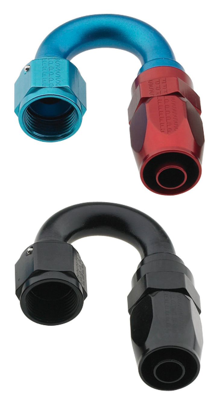 Fragola -6AN x 180 Degree Pro-Flow Hose End - Black - Bull Strap