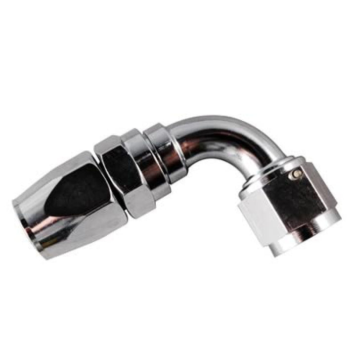 Fragola -6AN x 90 Degree Pro-Flow Hose End Chrome - Bull Strap