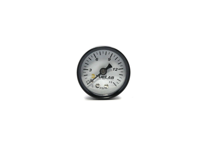 Fuelab 1.5in Carb Fuel Pressure Gauge - Range 0-15 PSI - Bull Strap