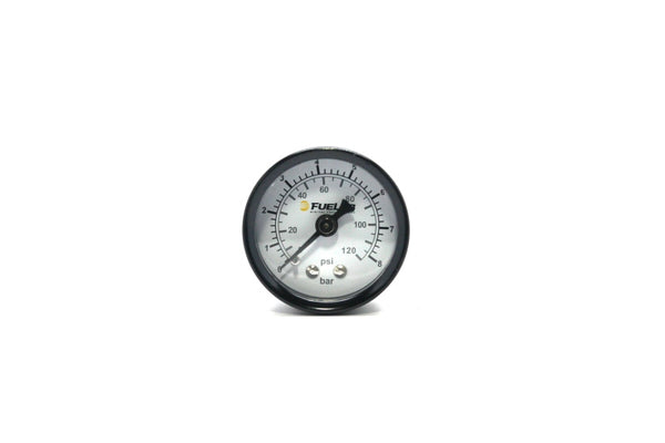 Fuelab 1.5in Fuel Pressure Gauge - EFI - Range 0-120 PSI (Dual Bar/PSI Scale) - Bull Strap