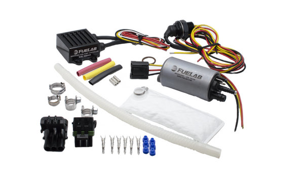 Fuelab 253 In-Tank Brushless Fuel Pump Kit w/9mm Barb & 6mm Siphon/72002/74101/Pre-Filter - 500 LPH - Bull Strap