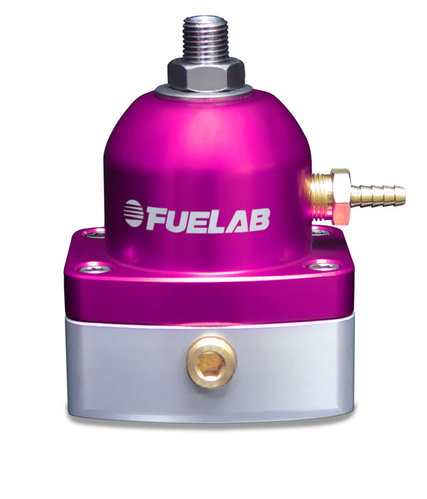 Fuelab 515 EFI Adjustable FPR 25-90 PSI (2) -6AN In (1) -6AN Return - Purple - Bull Strap
