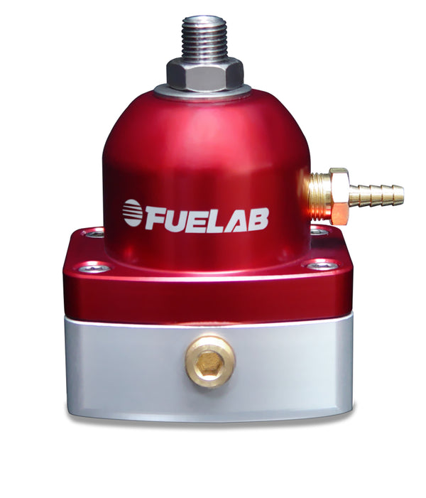 Fuelab 535 EFI Adjustable Mini FPR 25-90 PSI (2) -6AN In (1) -6AN Return - Red - Bull Strap