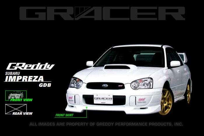GReddy 04+ WRX & STi Fiberglass Front Lip Spoiler - Bull Strap
