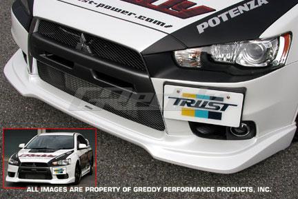GReddy 08+ Mitsubishi Evolution X Urethane Front Lip Spoiler - Bull Strap