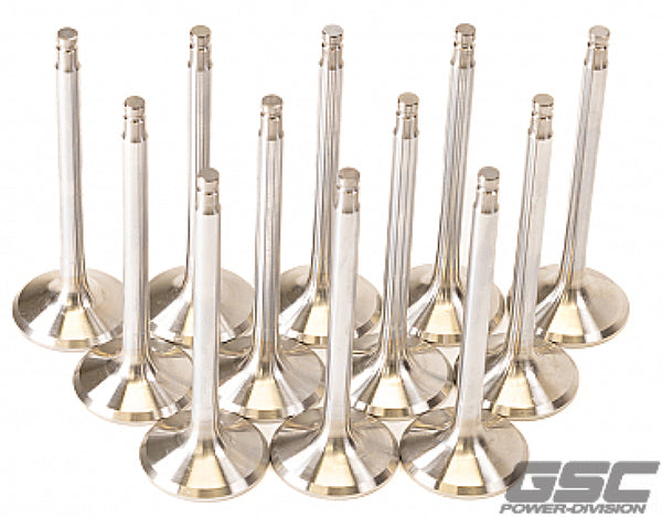 GSC P-D Nissan VR38DETT 33.15mm Head +1mm OS 91.95mm Long 6.6mm Stem Exhaust Valve - Set of 12 - Bull Strap