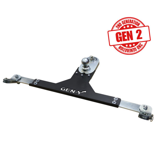 Gen-Y Dodge/RAM GoosePuck II 5in Offset Ball Puck Mount & 25K Towing w/Safety Chain Anchors - Bull Strap