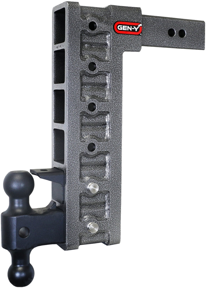 Gen-Y Mega Duty 2.5in Shank 15in Drop 21K Hitch w/Dual-Ball/Pintle Lock/Stabilizer Kit - Bull Strap