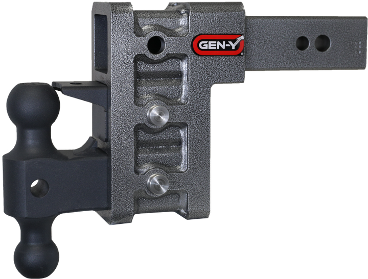 Gen-Y Mega Duty 2.5in Shank 6in Drop 3.5K TW 32K Hitch w/GH-0161 Dual-Ball/Pintle Lock - Bull Strap