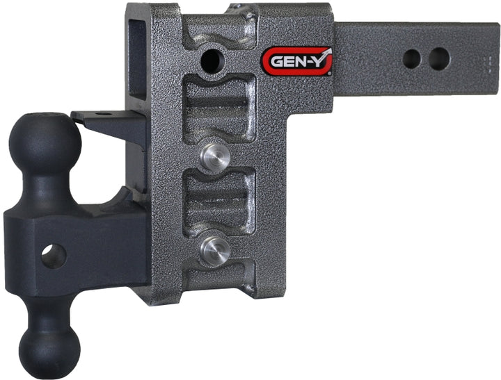 Gen-Y Mega Duty 2.5in Shank 6in Drop 3.5K TW 32K Hitch w/GH-0161 Dual-Ball/Pintle Lock - Bull Strap