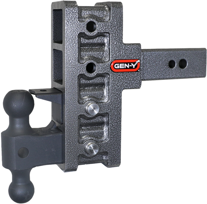 Gen-Y Mega Duty 2.5in Shank 6in Offset Drop 32K Hitch w/GH-0161 Dual-Ball/GH-0162 Pintle Lock - Bull Strap
