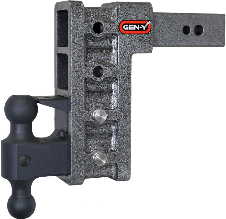 Gen-Y Mega Duty 2.5in Shank 9in Drop 3.5K TW 32K Hitch w/GH-0161 Dual-Ball/Pintle Lock - Bull Strap