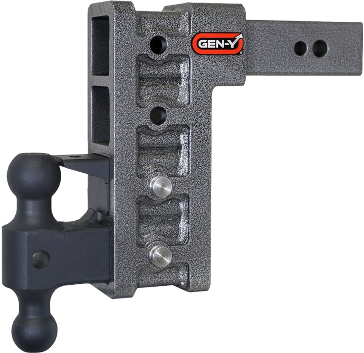 Gen-Y Mega Duty 2.5in Shank 9in Drop 3.5K TW 32K Hitch w/GH-0161 Dual-Ball/Pintle Lock - Bull Strap