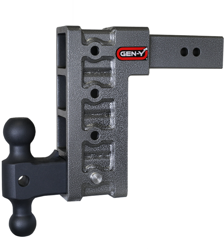 Gen-Y Mega Duty 2.5in Shank 9in Drop 3K TW 21K Hitch w/GH-061 Dual-Ball - Bull Strap