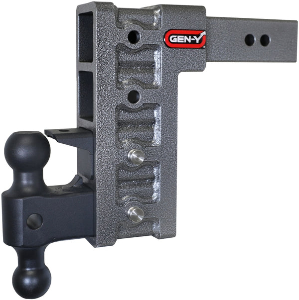 Gen-Y Mega Duty 2.5in Shank 9in Drop 3K TW 21K Hitch w/GH-061 Dual-Ball/GH-062 Pintle Lock - Bull Strap