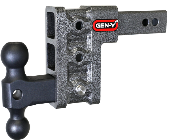 Gen-Y Mega Duty 2in Shank 5in Drop 1.5K TW 10K Hitch w/GH-031 Dual-Ball - Bull Strap