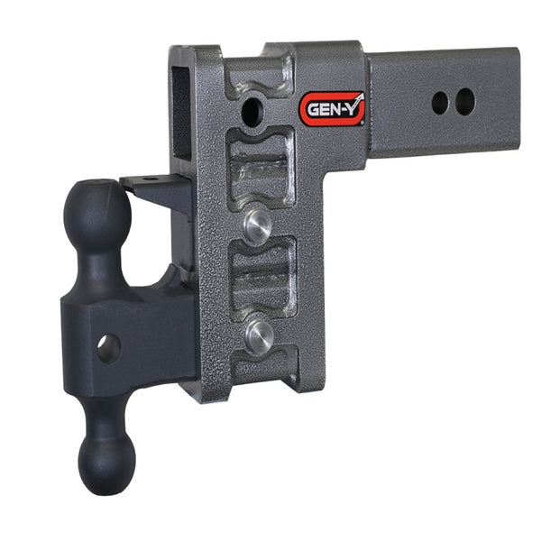 Gen-Y Mega Duty 3in Shank 6in Drop 3.5K TW 32K Hitch w/GH-0161 Dual-Ball/GH-0162 Pintle Lock - Bull Strap