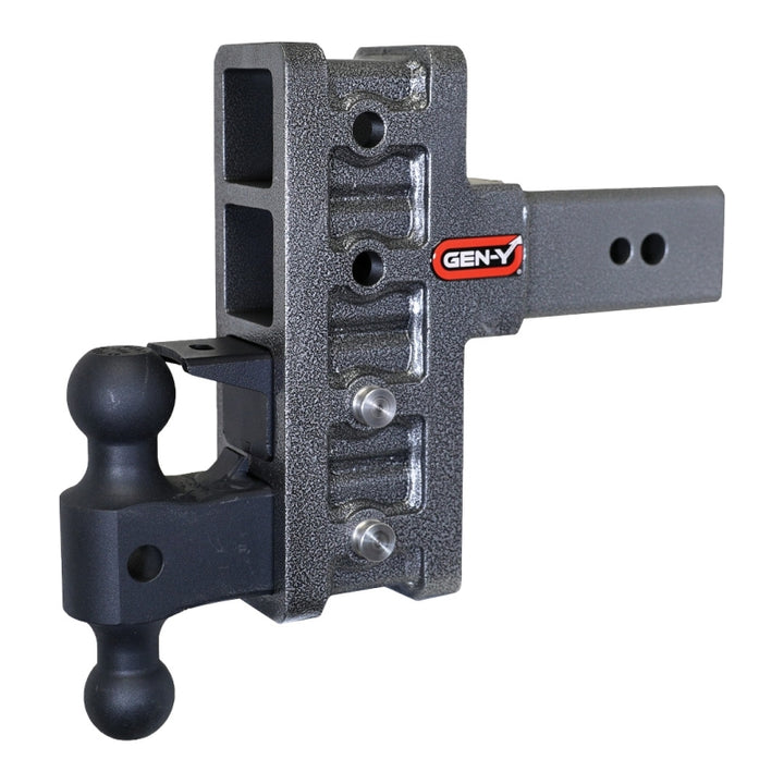 Gen-Y Mega Duty 3in Shank 6in Offset Drop 32K Hitch w/GH-0161 Dual-Ball/GH-0162 Pintle Lock - Bull Strap