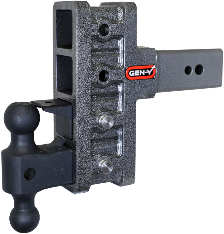 Gen-Y Mega Duty 3in Shank 6in Offset Drop 32K Hitch w/GH-0161 Dual-Ball/GH-0162 Pintle Lock - Bull Strap