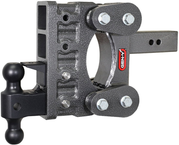 Gen-Y The Boss Torsion-Flex 2.5in Shank 6in Drop 21K Hitch w/GH-061 Dual-Ball/GH-062 Pintle Lock - Bull Strap