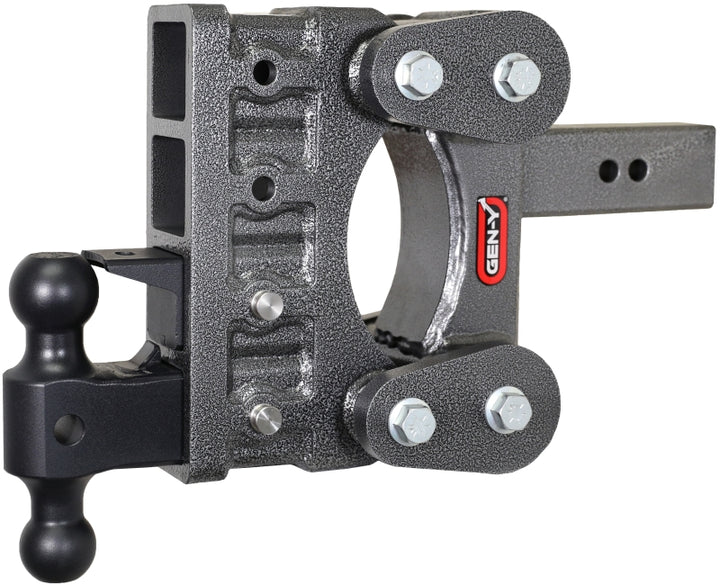 Gen-Y The Boss Torsion-Flex 2.5in Shank 6in Drop 21K Hitch w/GH-061 Dual-Ball/GH-062 Pintle Lock - Bull Strap