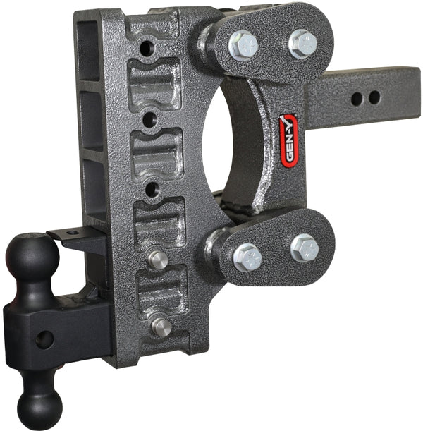 Gen-Y The Boss Torsion-Flex 2.5in Shank 9in Drop 21K Hitch w/GH-061 Dual-Ball/GH-062 Pintle Lock - Bull Strap