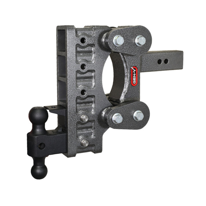 Gen-Y The Boss Torsion-Flex 2.5in Shank 9in Drop 21K Hitch w/GH-061 Dual-Ball/GH-062 Pintle Lock - Bull Strap