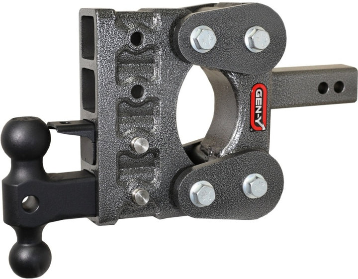 Gen-Y The Boss Torsion-Flex 2in Shank 5in Drop 10K Hitch w/GH-031 Dual-Ball/GH-032 Pintle Lock - Bull Strap