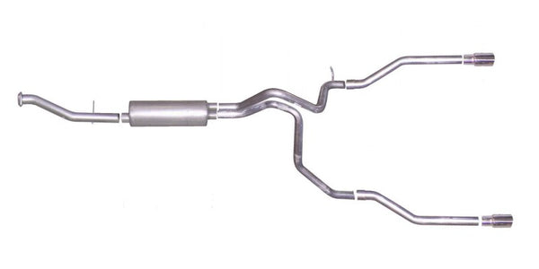 Gibson 02-05 Chevrolet Avalanche 1500 Base 5.3L 2.25in Cat-Back Dual Split Exhaust - Aluminized - Bull Strap