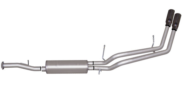 Gibson 07-12 Chevrolet Avalanche LS 5.3L 2.25in Cat-Back Dual Sport Exhaust - Aluminized - Bull Strap