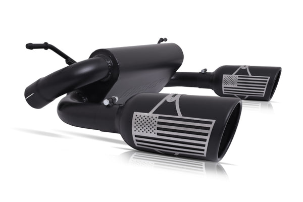 Gibson 07-17 Jeep Wrangler JK X 3.8L 2.5in Patriot Series Axle-Back Dual Split Exhaust - Blk Ceramic - Bull Strap