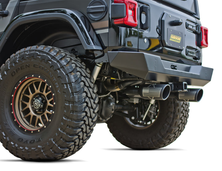 Gibson 07-17 Jeep Wrangler JK X 3.8L 2.5in Patriot Series Axle-Back Dual Split Exhaust - Blk Ceramic - Bull Strap