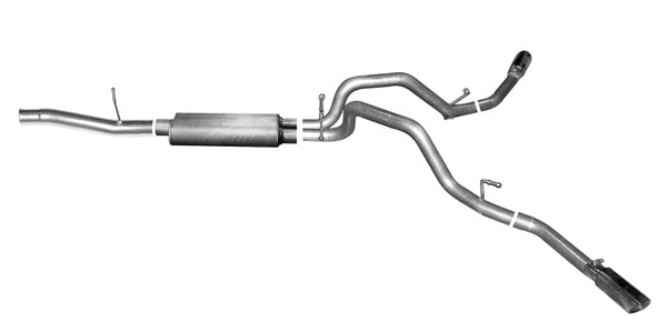 Gibson 14-19 Cadillac Escalade Base 6.2L 3.5in/2.25in Cat-Back Dual Extreme Exhaust - Aluminized - Bull Strap