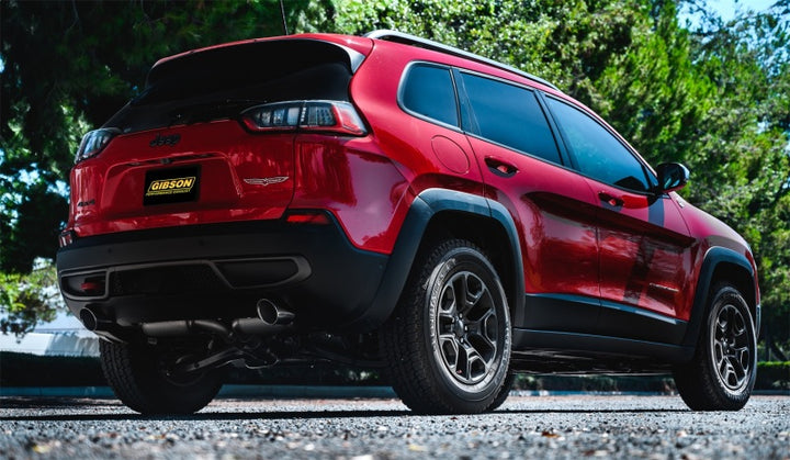 Gibson 14-20 Jeep Cherokee 3.2L 2.5in/2.25in Cat-Back Dual Split Exhaust - Stainless - Bull Strap