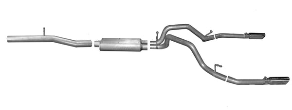 Gibson 15-18 Chevrolet Silverado 1500 LS 5.3L 3in/2.25in Cat-Back Dual Split Exhaust - Aluminized - Bull Strap