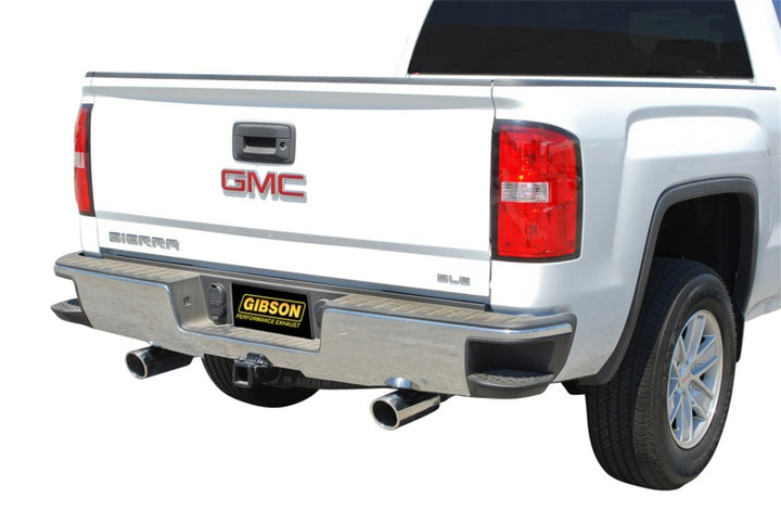 Gibson 15-18 Chevrolet Silverado 1500 LS 5.3L 3in/2.25in Cat-Back Dual Split Exhaust - Aluminized - Bull Strap